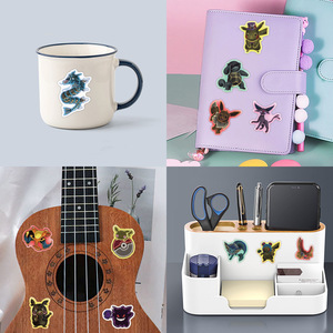 60 autocollants en vinyle amovibles imperméables style néon foncé, motif Pika Pokeball Mignons Monstres, 60 pièces/sac - Product Image 6