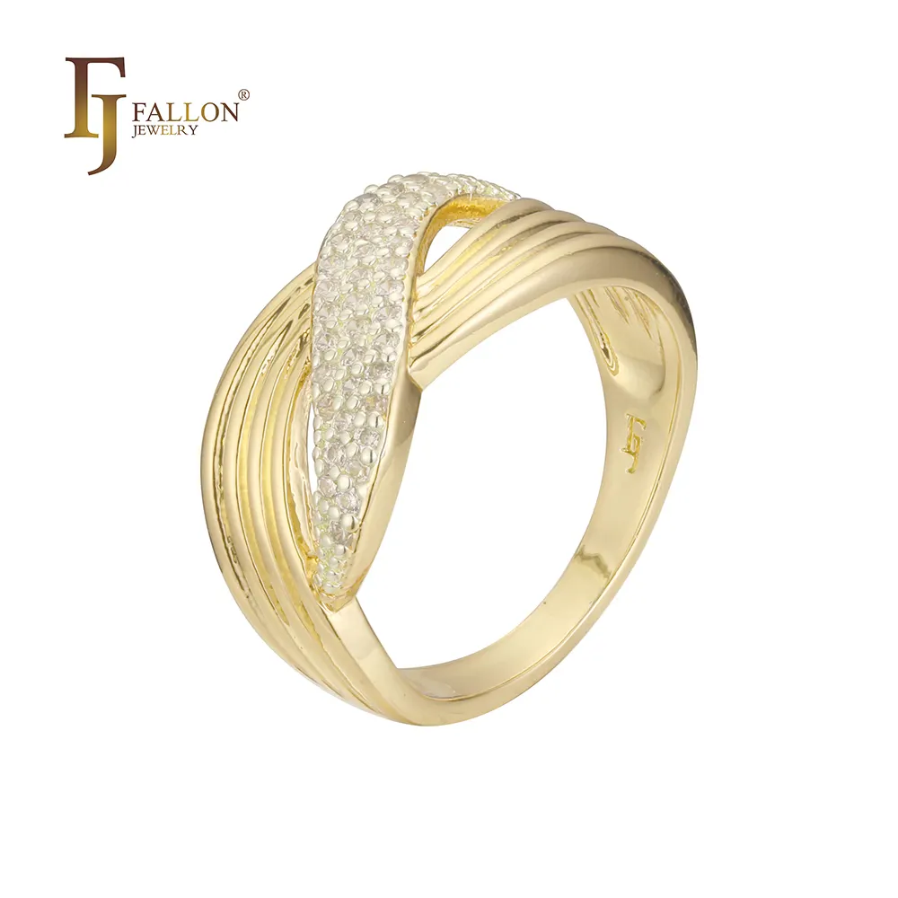 Z53202282 FJ Fallon Fashion Jewelry Cluster anelli larghi placcati in oro 14K a base di ottone bicolore