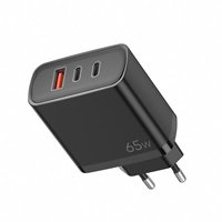 65W 30W 3-Port PD3.0 QC3.0 Pengisi Daya Dinding USB-A + 2 Type-C Adaptor Pengisian Cepat Colokan US/EU/KR untuk Ponsel Kamera Laptop