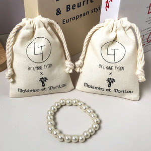Wholesale Natural Custom Logo Printed Cotton Linen <b>Drawstring</b> <b>Bag</b> <b>Makeup</b> Brush Earphone Perfume Storage Cotton Sachet - Product Image 1