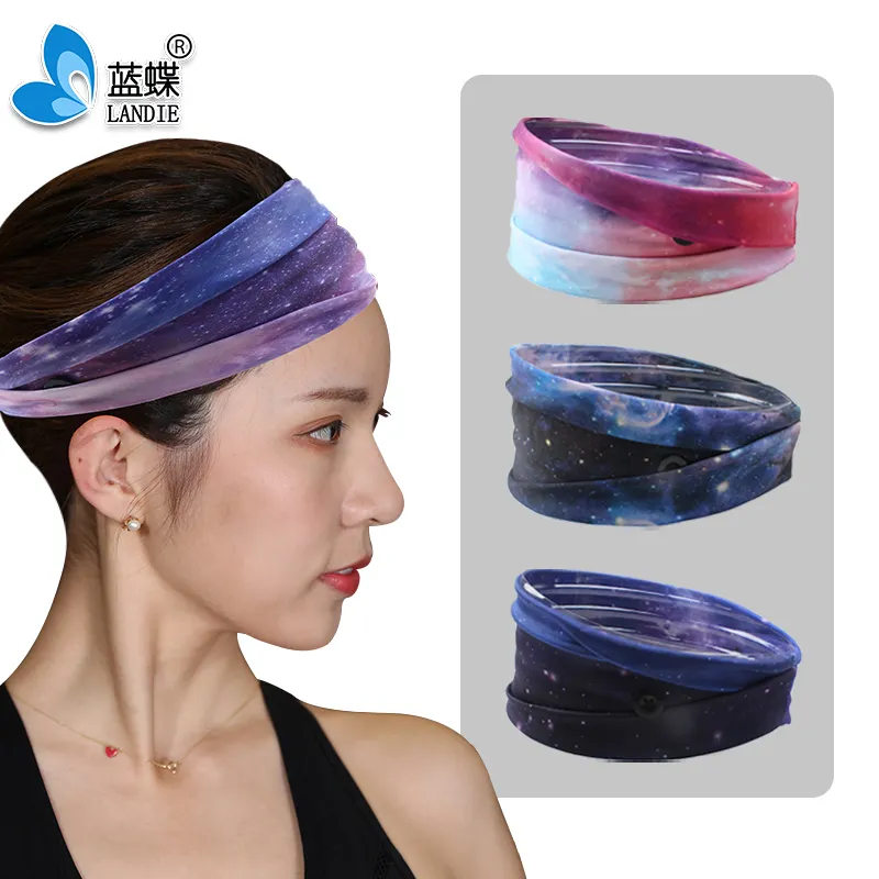 머리띠 주문 로고 남녀 공통 머리띠 두 배 측 운영하는 남녀 공통 요가 스포츠 Sweatband 머리띠