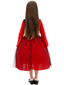Vestido Rojo de Gasa para Niñas de Halloween con Decoración Facial de Esqueleto para Actuaciones en Televisión y Cine, Fiestas y Celebraciones - Product Image 4