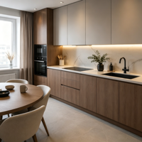 KOJOON Armoires de cuisine américaines prêtes à assembler avec évier, robinet, charnières et panier de tiroir, armoire murale de cuisine moderne pour hôtel américain