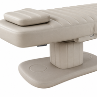 Table de soin esthétique électrique à 3 moteurs en cuir PU avec couvercle de colonne amovible, appui-tête réglable en hauteur pour salon et spa