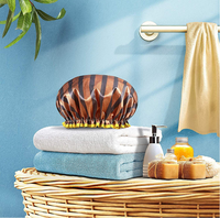 Grand bonnet de douche imperméable réutilisable à deux couches pour femmes pour tous les types de cheveux-pour tresses longues bouclées droites