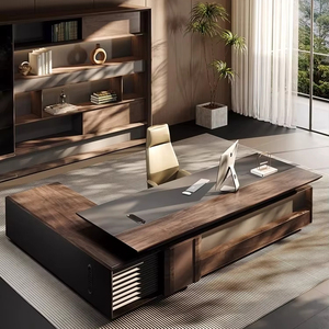 Sang trọng Ông Chủ bàn hiện đại công nghiệp đồ nội thất văn phòng CE chứng nhận quản lý bàn làm Trung Quốc da kim loại sồi MDF cho Nhà Trường - Product Image 2