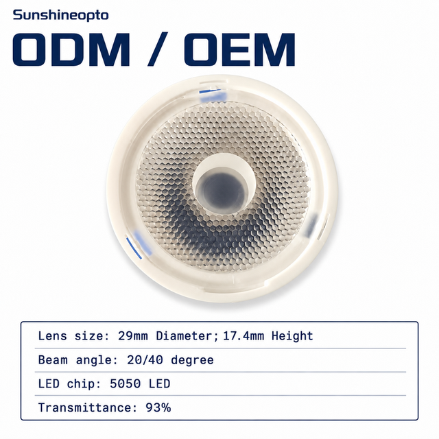 29mm Diameter 5050 LED Optical Lens Honeycomb Reflector 20/40 Degree PMMA Lens for High Power Spotlight