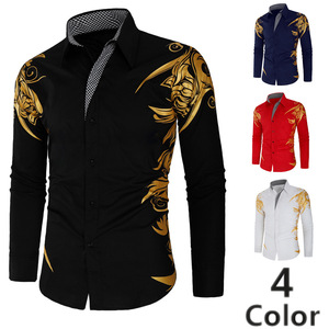 Camisa Casual de Moda Europea y Americana 2026, Camisa con Estampado Bronceado, Camisa Retro con Solapa para Hombre, Talla Europea - Product Image 1