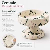 Bol pour chat en céramique nordique MoMo Paw Wholesale Dot, surélevé, protection du cou, antidérapant, lavable, bol pour nourriture et eau, bol de luxe pour animaux de compagnie