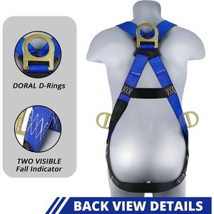 Heavy Duty uomo costruzione completo del corpo del tetto cintura di sicurezza imbracatura protezione anticaduta 5 punto di regolazione posteriore D-Ring - Product Image 4