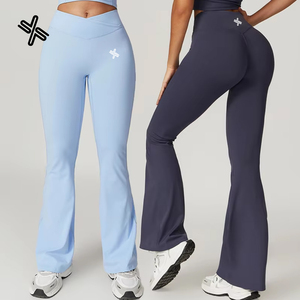 Pantalon moulant de fitness en nylon personnalisé MIQI Leggings de sport d'entraînement <span class=keywords><strong>taille</strong></span> basse Leggings de yoga évasés pour le levage des fesses - Product Image 1