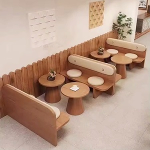 Meubles de salle à manger en cuir et bois massif durables pour restauration rapide, canapé et <span class=keywords><strong>table</strong></span> à motif carré pour <span class=keywords><strong>application</strong></span> en club - Product Image 2