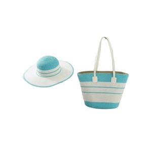 Ensemble assorti <span class=keywords><strong>chapeau</strong></span> de plage et sac en paille – Visière pare-soleil et sac fourre-tout tissé rayé, essentiels de l'<span class=keywords><strong>été</strong></span> pour femmes et stations balnéaires - Product Image 5