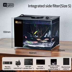 Fabrieksgroothandel YEE 10 Gallon Nano <span class=keywords><strong>Aquarium</strong></span> <span class=keywords><strong>Tank</strong></span> van Kunststof Acryl Mini Betta Vissenkom met USB Aquariumverlichting en Waterpomp - Product Image 6