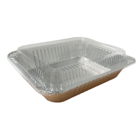 Barquette en aluminium doré robuste demi-format avec couvercle en PET 9x13/13x9 pouces, qualité alimentaire, pour four vapeur, plats à emporter et buffet