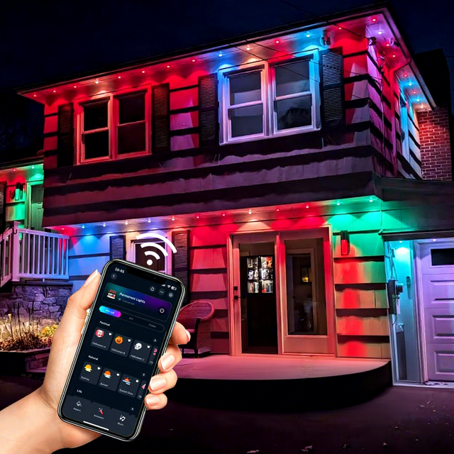 New Permanent Christmas Lighting IP68 WiFi Controller Voice App Control Rechargeable LED Lights Pixel Outdoor Holiday Lights