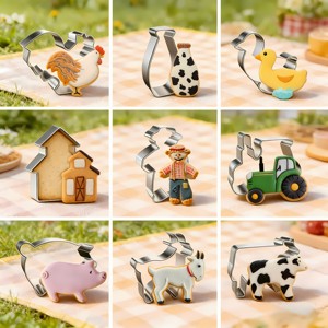 <span class=keywords><strong>Emporte</strong></span>-pièces <span class=keywords><strong>Animaux</strong></span> <span class=keywords><strong>de</strong></span> <span class=keywords><strong>la</strong></span> <span class=keywords><strong>Ferme</strong></span> en Acier Inoxydable : Coq, Vache, Cochon, Agneau, Cheval, Grange, Tracteur – Moule à Biscuits Lavable au Lave-Vaisselle – Outils <span class=keywords><strong>de</strong></span> Pâtisserie DIY - Product Image 4