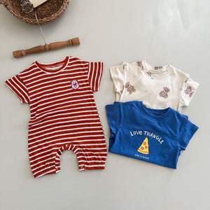 Novedad de verano, ropa para recién nacidos, Pelele de algodón de manga corta para bebés y niños, peleles de algodón con cuello redondo con estampado personalizado - Product Image 4