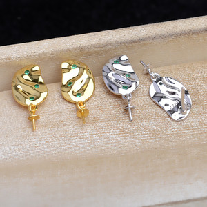 Pendientes de Plata S925 con Cabello de Feto, Perla de Ópalo de 7-13 mm, Joyería de Moda para Mujer, Dos Pendientes con Bandeja Vacía para Manualidades, Accesorios Hechos a Mano 4949 - Product Image 2