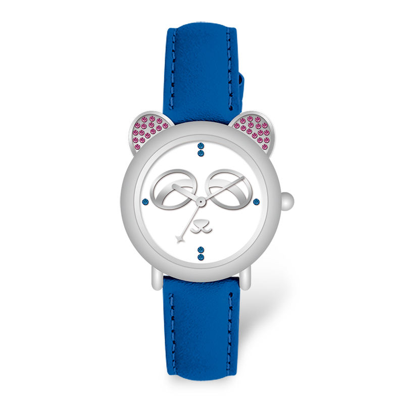 Cartoon Pu Leather Strap Student Creative Cute Funny Panda Style Unisex Watch for Children Girls and Boys