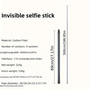 <span class=keywords><strong>Palo</strong></span> de <span class=keywords><strong>Selfie</strong></span> <span class=keywords><strong>Invisible</strong></span> extensible de fibra de carbono de 5m, adecuado para Insta360 X3 X4, 11/10 soporte de Cámara de Acción <span class=keywords><strong>palo</strong></span> de <span class=keywords><strong>Selfie</strong></span> extendido - Product Image 3