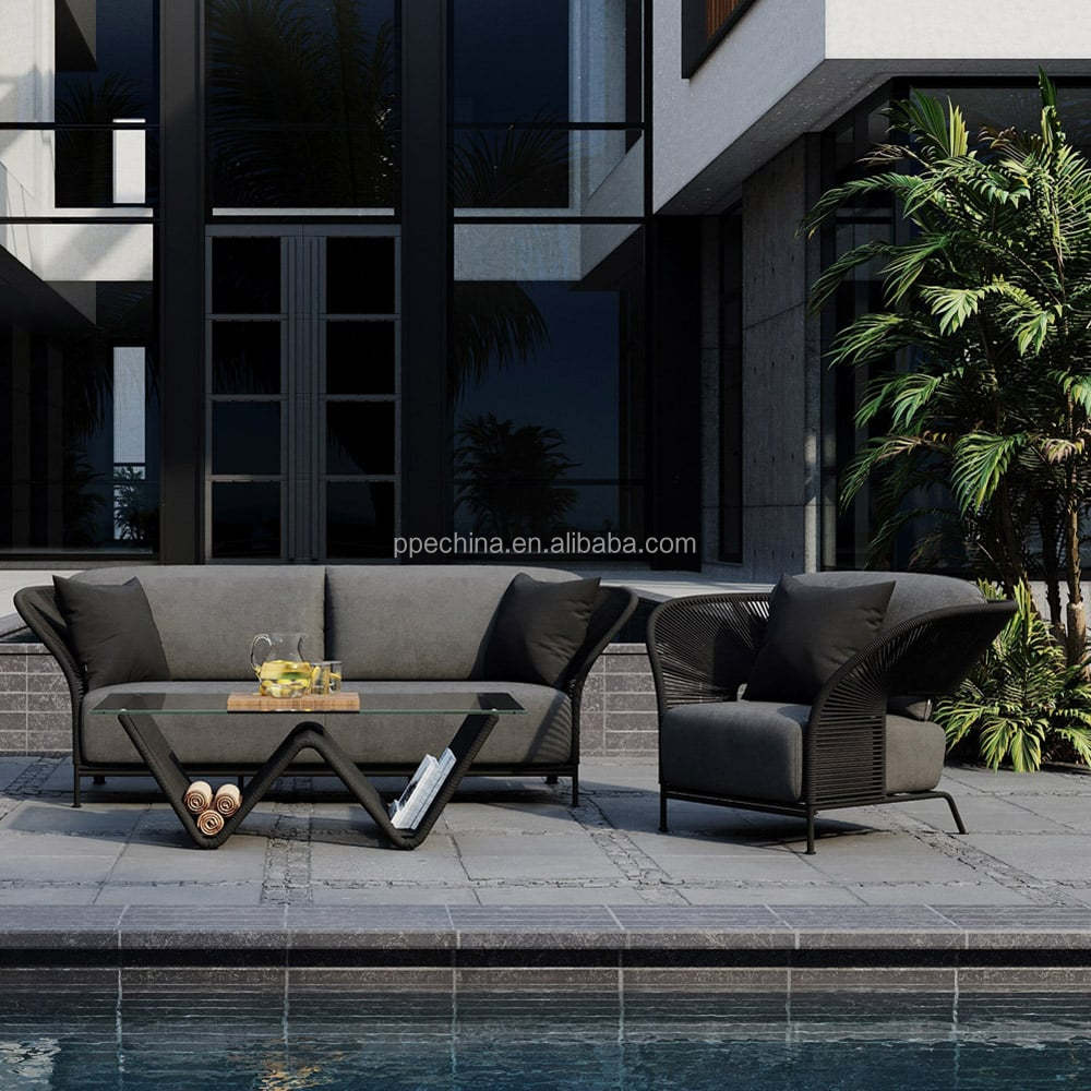 Whole Patio Outdoor Dining Room Garden Rope Chair Set Furniture Rope Woven Outdoor Dining Chair Patio Stainless Steel Chair