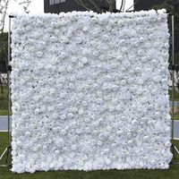 Vente directe usine : Mur de fleurs artificielles en tissu de soie blanc pur avec support en tissu ; Fourniture transfrontalière pour décoration de mariage en extérieur