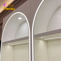 Meuble de magasin de cosmétiques moderne sur mesure en MDF avec éclairage LED, écologique, recyclable, durable, de haute qualité, grand rangement