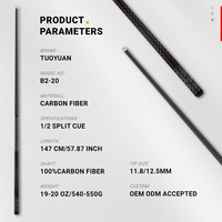Taco de Billar de Fibra de Carbono de Baja Deflexión Personalizado OEM - Taco Profesional de Grado Aeroespacial