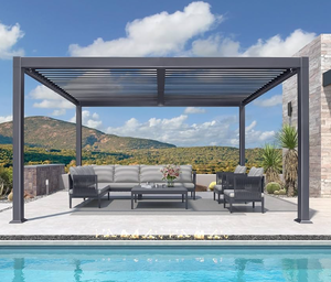 Pergola de jardin de luxe, toit de patio, imperméable, pergola extérieure en aluminium, ouverture électrique extérieure, pergola de jardin avec éclairage LED - Product Image 1