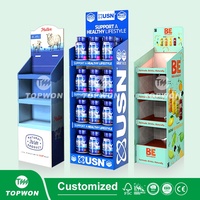 Support d'affichage portable pliable en carton personnalisé pour produits de supermarché, présentoir en papier pour boissons et chocolats