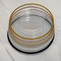 Assiettes de présentation rondes en plastique transparent avec bordure dorée Assiette de présentation en acrylique de 13 pouces décorative pour mariage Vente en gros
