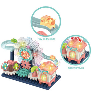 DIY Montage Spielzeug Paradies Zug Gleis Zahnrad Schiene Baustein Kinder Elektro bahn Auto Slot Spielzeug für Kinder frühe Bildung - Product Image 2