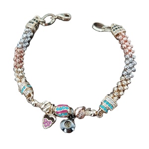 Pulsera de 14K con esmalte de oro de tres colores, brazalete hecho a mano con corazón, venta al por mayor de Turquía - Product Image 1