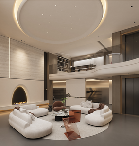 Villa tasarım mutfak dolabı tasarım iç tasarımı yüksek hacimli Villa kanepe yemek masası sandalye asılı dolap oturma odası - Product Image 4