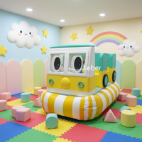 Mignonne structure de jeu d'intérieur pour enfants en forme d'autobus, en mousse souple, équipement de parc d'attractions amusant