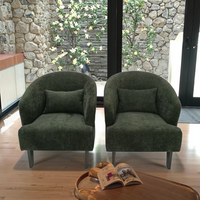 Fauteuil de détente moderne capitonné en bois avec tissu à motifs pour la maison ou l'hôtellerie