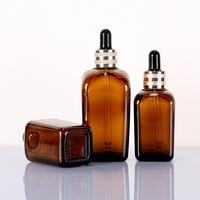 Vente en gros compte-gouttes en verre ambré de luxe carré rond épaule 10ml 20ml 30ml 50ml 100ml pour sérum huile
