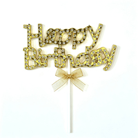Adorno de Pastel de Cumpleaños 3D con Cristales de Imitación, Decoración de Pastel de Cumpleaños en Letras Cursivas, para Fiestas y Celebraciones, Precio de Fábrica