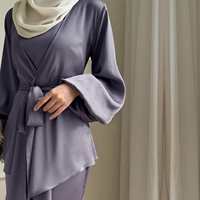 Sharut Eid est une robe de mariée modeste de luxe pour les femmes Dubai turc élégant Satin caftan Abaya 2 pièces ensemble respirant automne