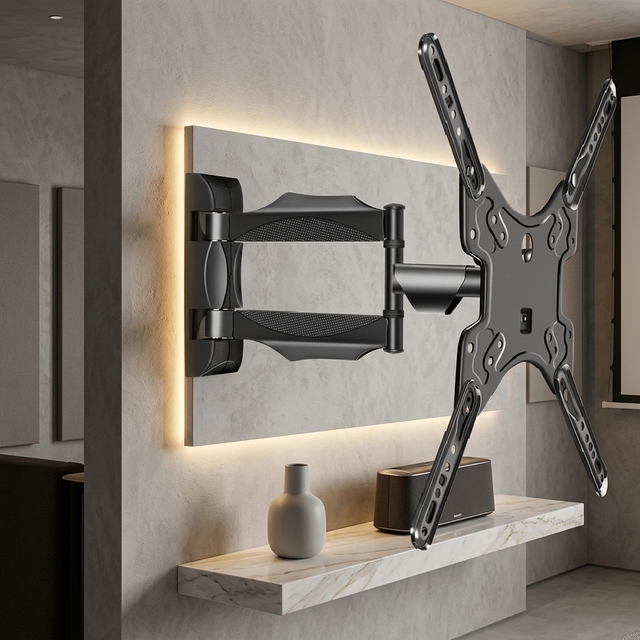 Modern Steel Swivel Monitor Stand 360 Degree TV Wall Mount for Flat Screen 4K LED LCD 32"-55" Inch Mobile TV Bracket