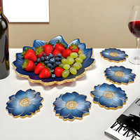 Lot de moules en silicone en forme de grande fleur pour la fabrication de plateaux à thé et de sous-verres en résine, plâtre ou ciment, pour la décoration de la maison et du bureau