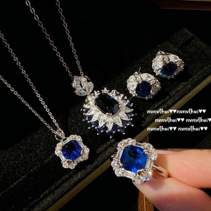 สร้อยคอไพลินทรงหางปลาเก๊กฮวยรูปหางปลาสีฟ้า18K แหวนเซอร์คอนน้ำตาลทะเลน้ำลึกสำหรับงานแต่งงาน - Product Image 3