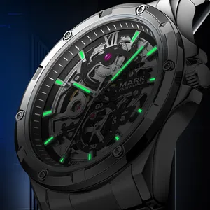 Reloj Mecánico Automático de 44 mm con Caja de Aleación, Brazalete de Acero Inoxidable, Cierre de Mariposa, Resistente al Agua, Luminoso, Esqueleto - Product Image 1