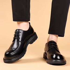 <span class=keywords><strong>Chaussures</strong></span> habillées en cuir véritable pour hommes, en cuir <span class=keywords><strong>de</strong></span> vachette première couche, à bout large, pour le quotidien, avec fermeture à lacets, idéales pour l'automne - Product Image 6