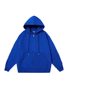 Sweat à capuche pour homme 100% coton, logo personnalisé, coupe classique, uni, écologique, respirant, polaire, streetwear, veste longue - Product Image 3