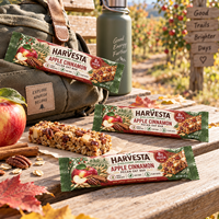 Sachet refermable personnalisé à scellage arrière pour emballage de barres d'avoine à la cannelle et aux noix de pécan, idéal pour les snacks protéinés végétaux
