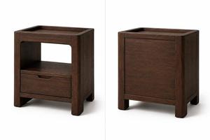 Table de chevet moderne en bois et rotin avec étagère de rangement, table de chevet de luxe en cannage pour la maison, l'hôtel, l'appartement, la chambre à coucher - Product Image 6