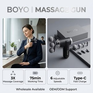 <span class=keywords><strong>Pistolet</strong></span> de <span class=keywords><strong>massage</strong></span> myofascial mini à triple tête OEM ODM, moteur sans balais rechargeable 25W, 6 vitesses, percussion intelligente, 9 têtes, 1200mAh, pour le dos - Product Image 1