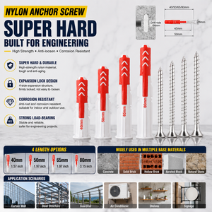 <span class=keywords><strong>พุก</strong></span>ไนลอน 4 ขนาด 8x40-80 มม. เกรดวิศวกรรม สกรูขยายตัว ทนทานต่อการกัดกร่อน สำหรับโครงสร้างเหล็ก<span class=keywords><strong>ผนัง</strong></span>ม่าน - Product Image 5